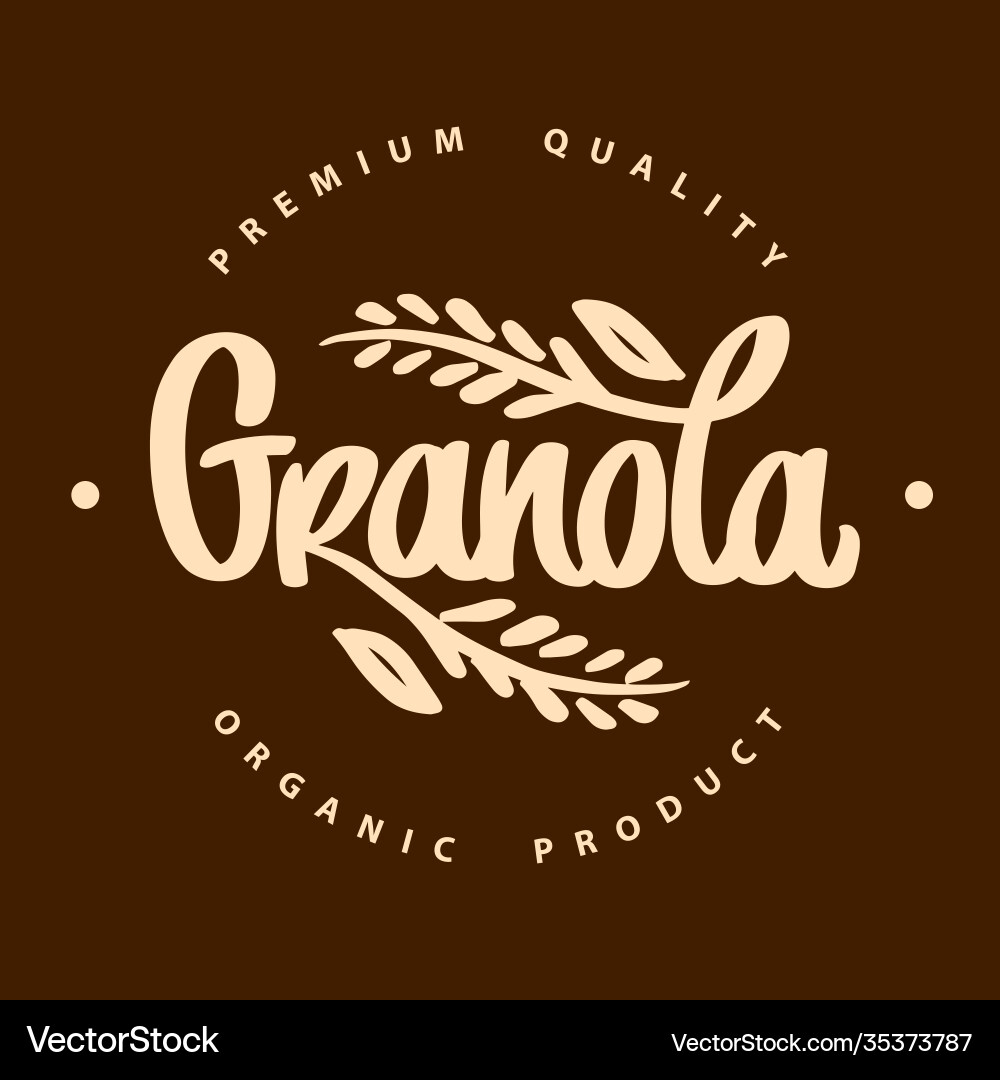 Granola logo organic product premium Royalty Free Vector