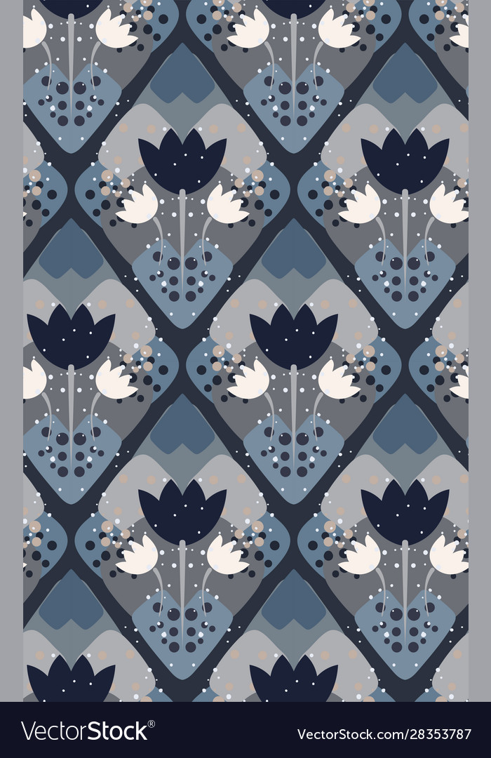 Grey flower seamless pattern floral design Vector Image