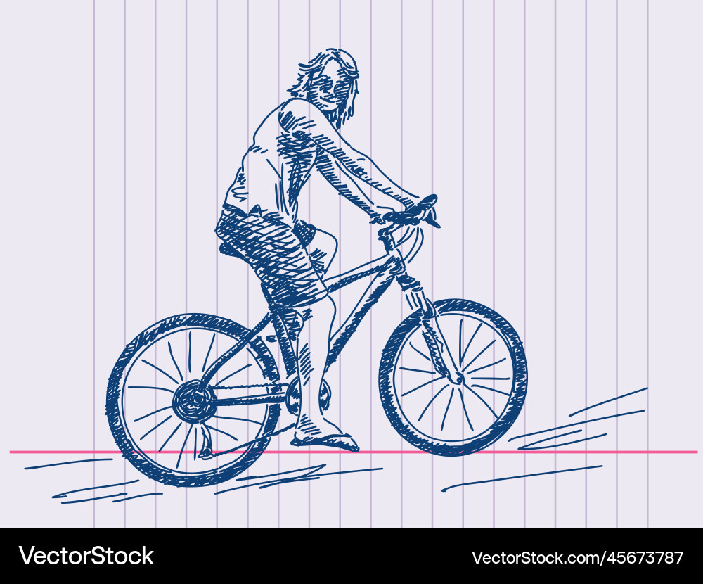 Hand drawn girl cyclist Royalty Free Vector Image