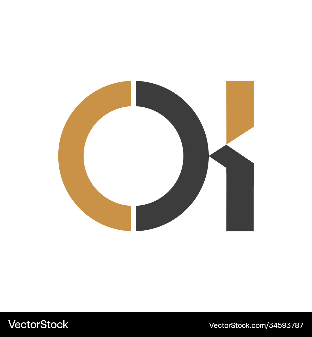 Initial letter ko logo or ok design Royalty Free Vector