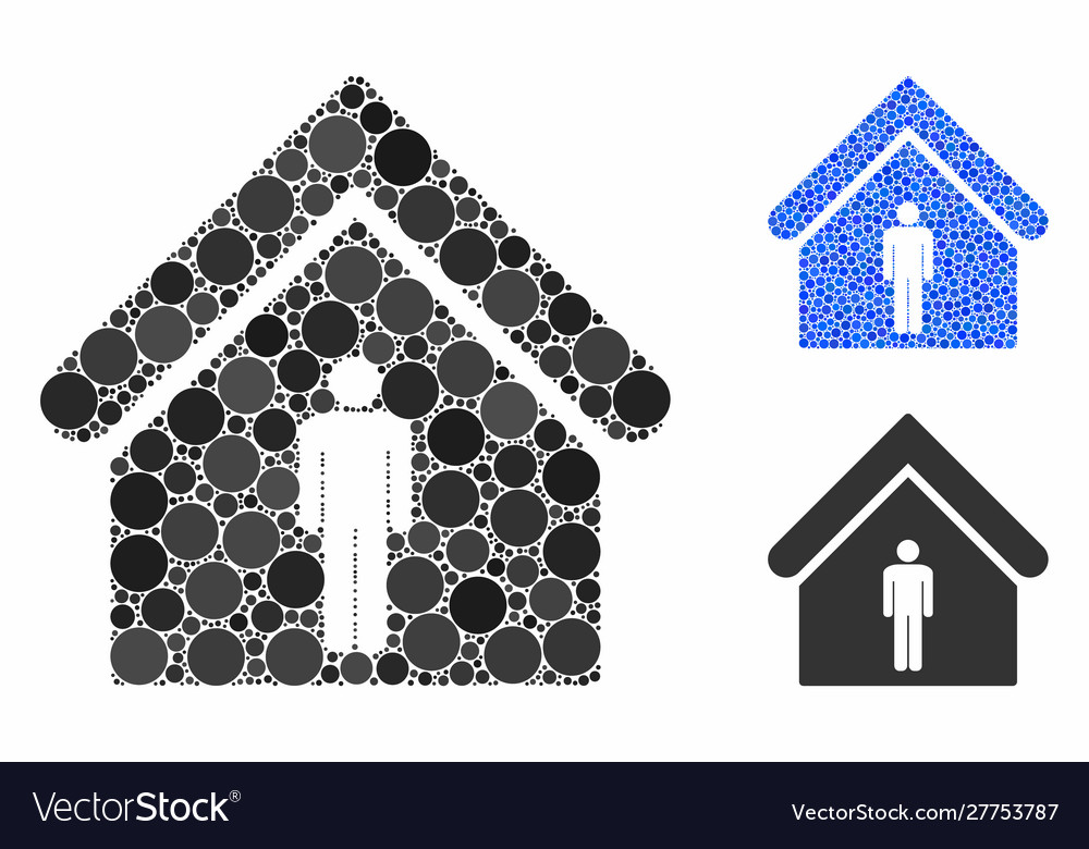 Man toilet building composition icon round dots