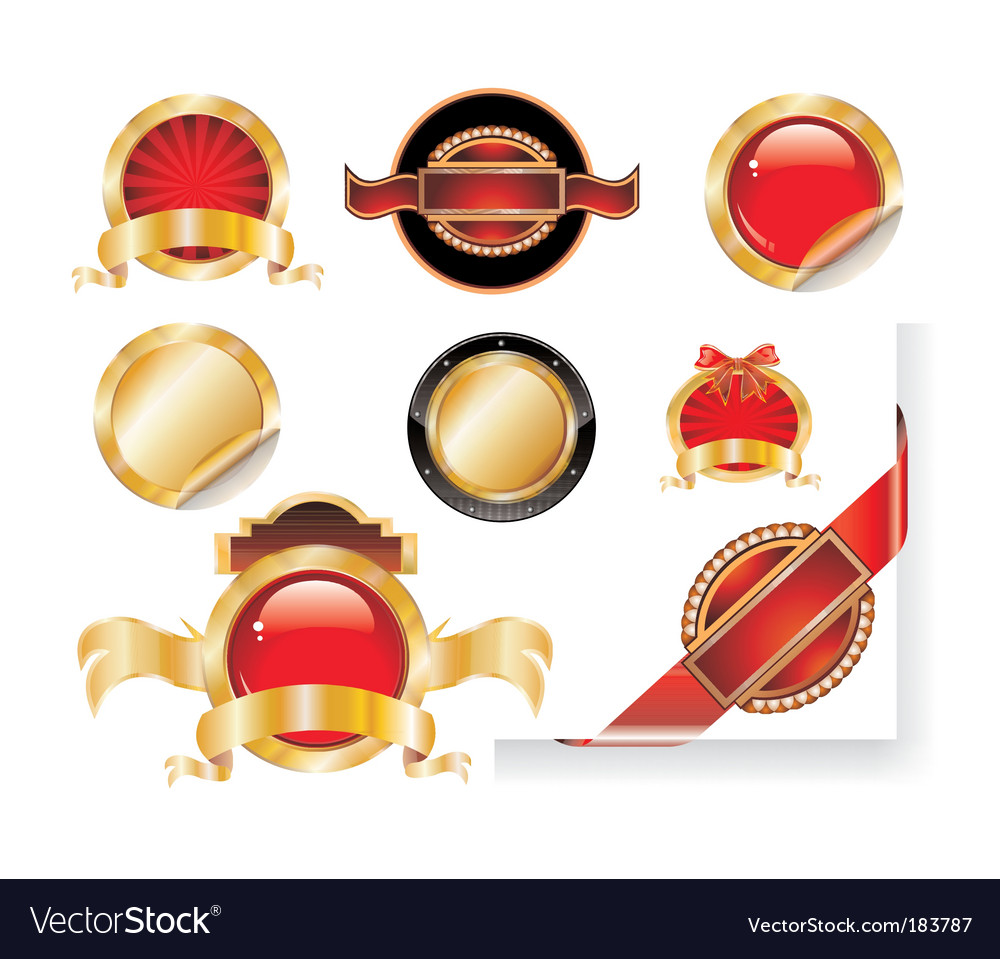 Set of gold label stickers Royalty Free Vector Image
