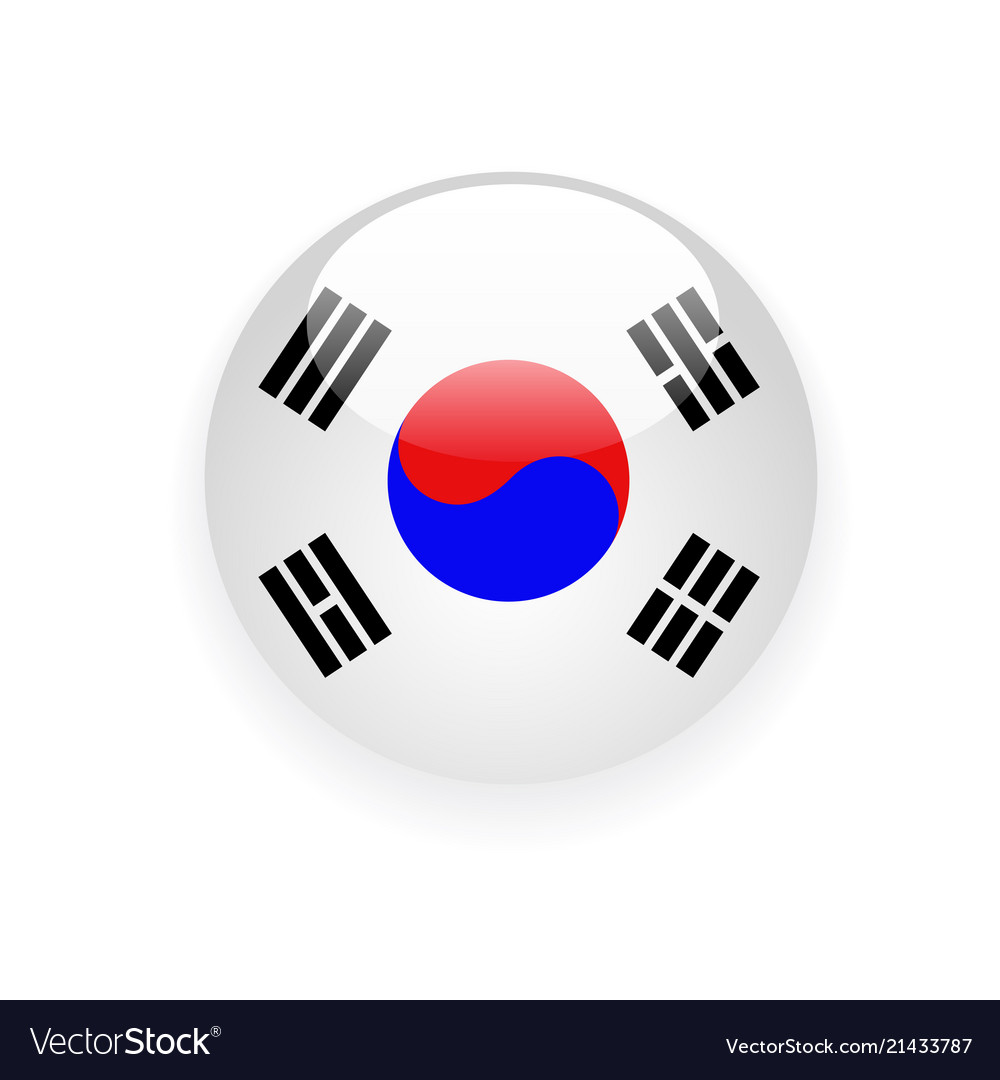 South korea flag round button icon Royalty Free Vector Image