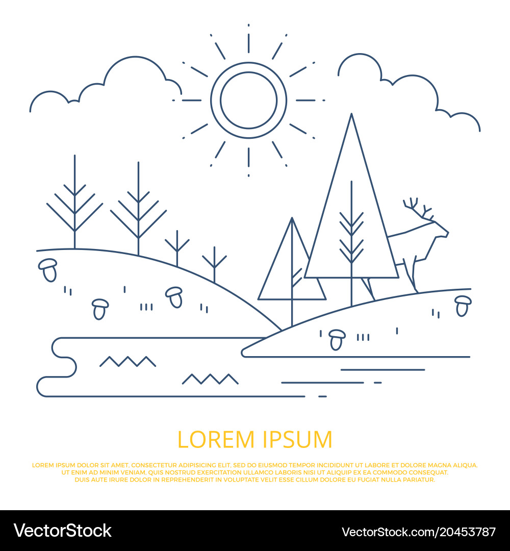 Summer forest landscape outline design nature Vector Image