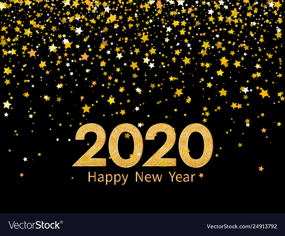 2020 happy new year golden numbers and stars on Vector Image