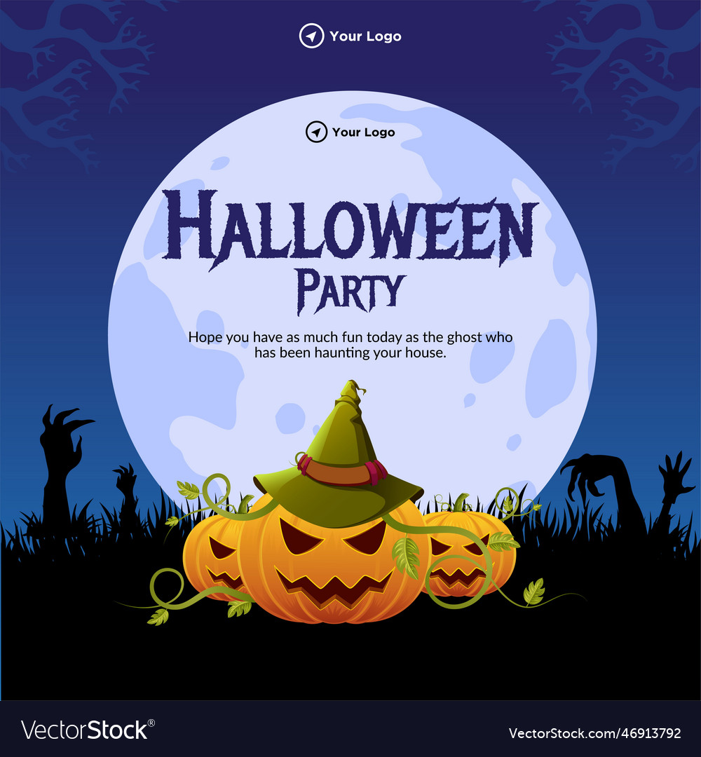 Banner design template of happy halloween Vector Image