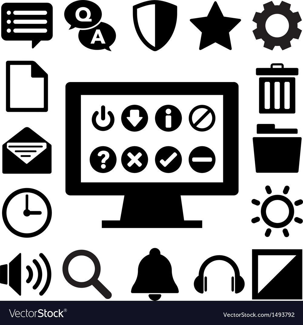 Computer menu icons set eps 10 Royalty Free Vector Image