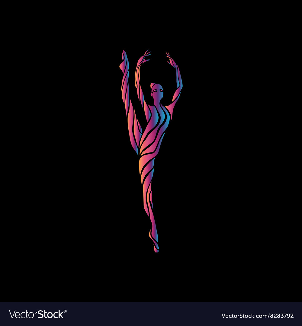 Creative Color Silhouette Gymnastic Girl Art Vector Image
