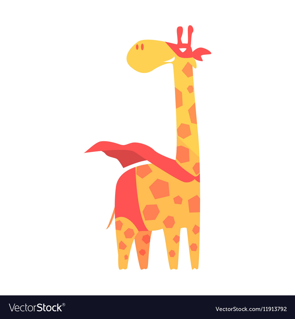 Giraffe Animal Dressed As Superhero With A Cape Vector Image