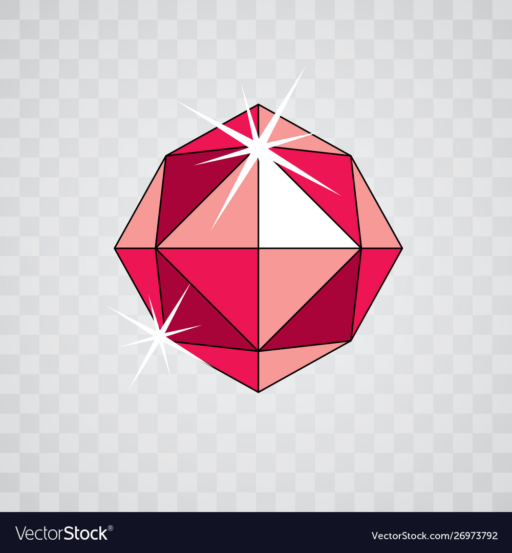 Glossy red ruby symbol luxury diamond icon Vector Image