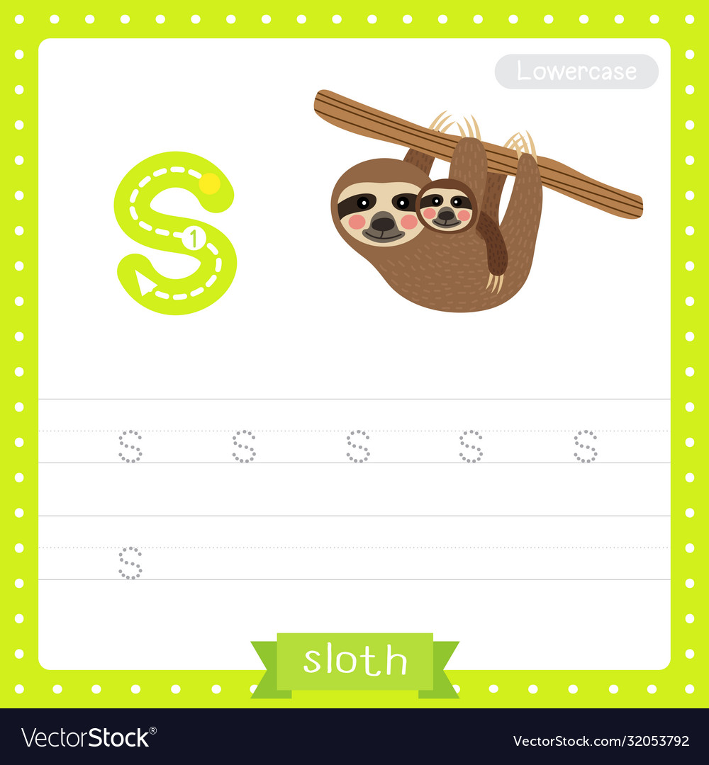 Letter s lowercase tracing practice worksheet