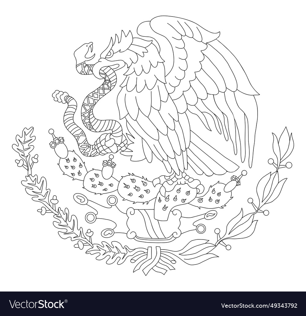 Mexican coat arms with eagle and snake mexican Vector Image