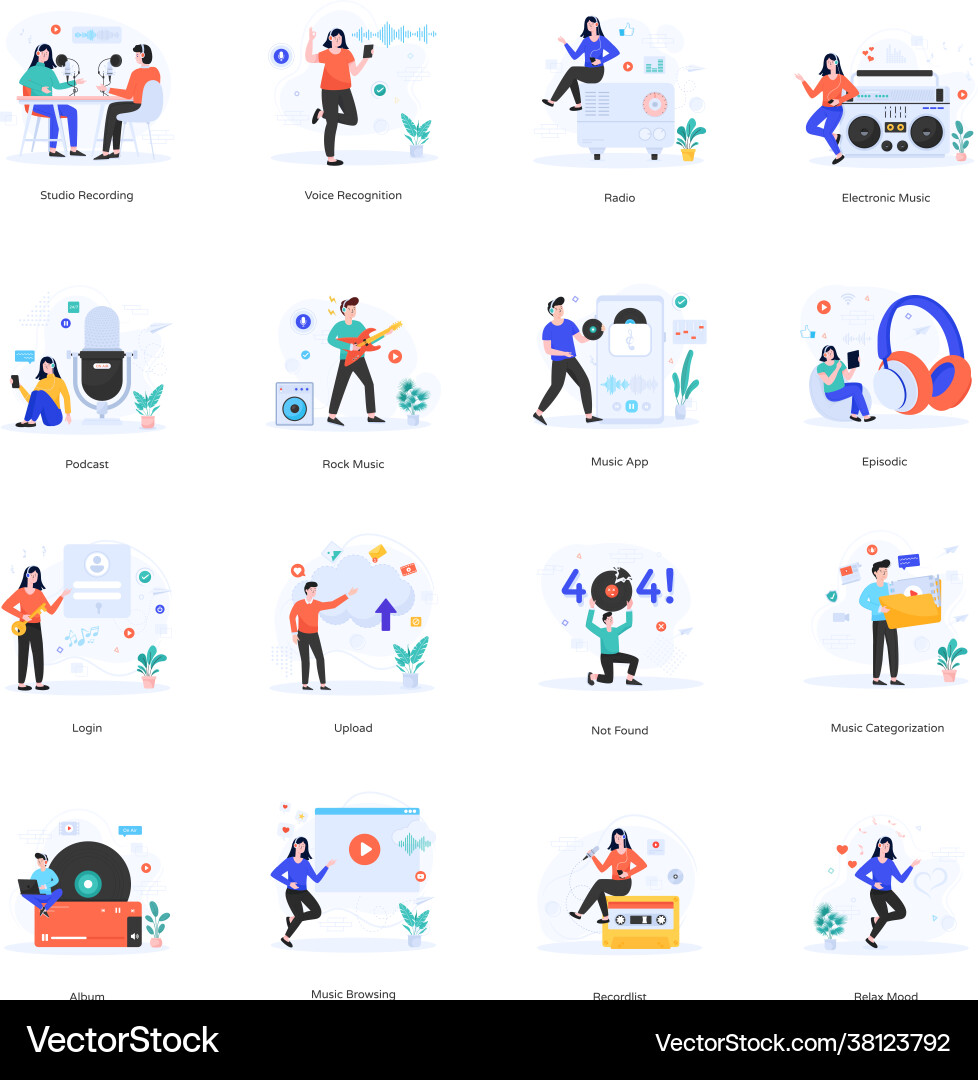 Music apps flat Royalty Free Vector Image - VectorStock