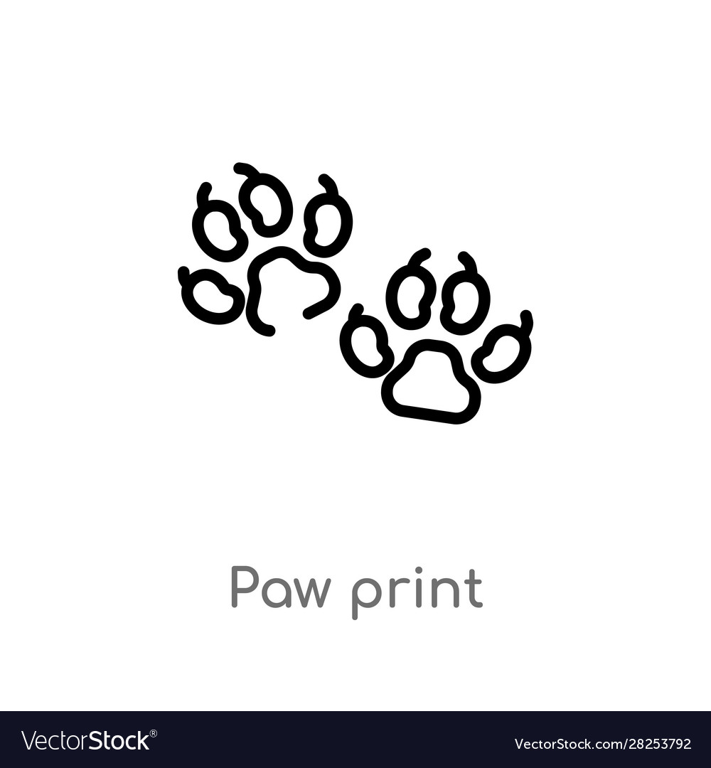 Outline paw print icon isolated black simple line