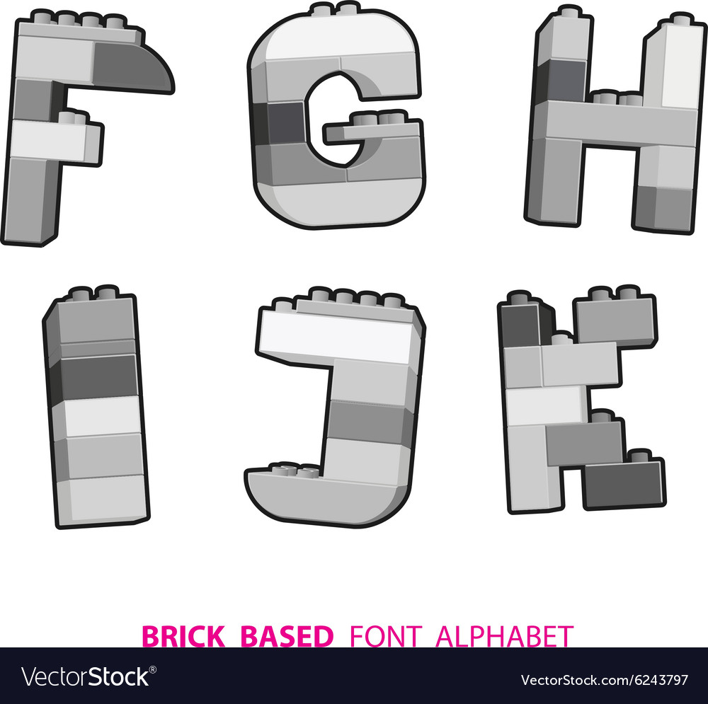 Alphabet created from playing bricks black