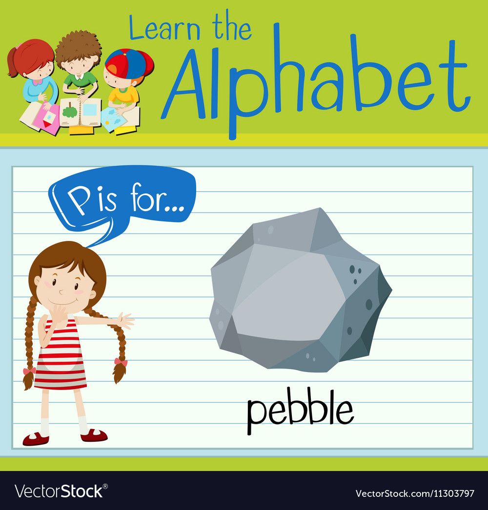 Flashcard letter p is for pebble