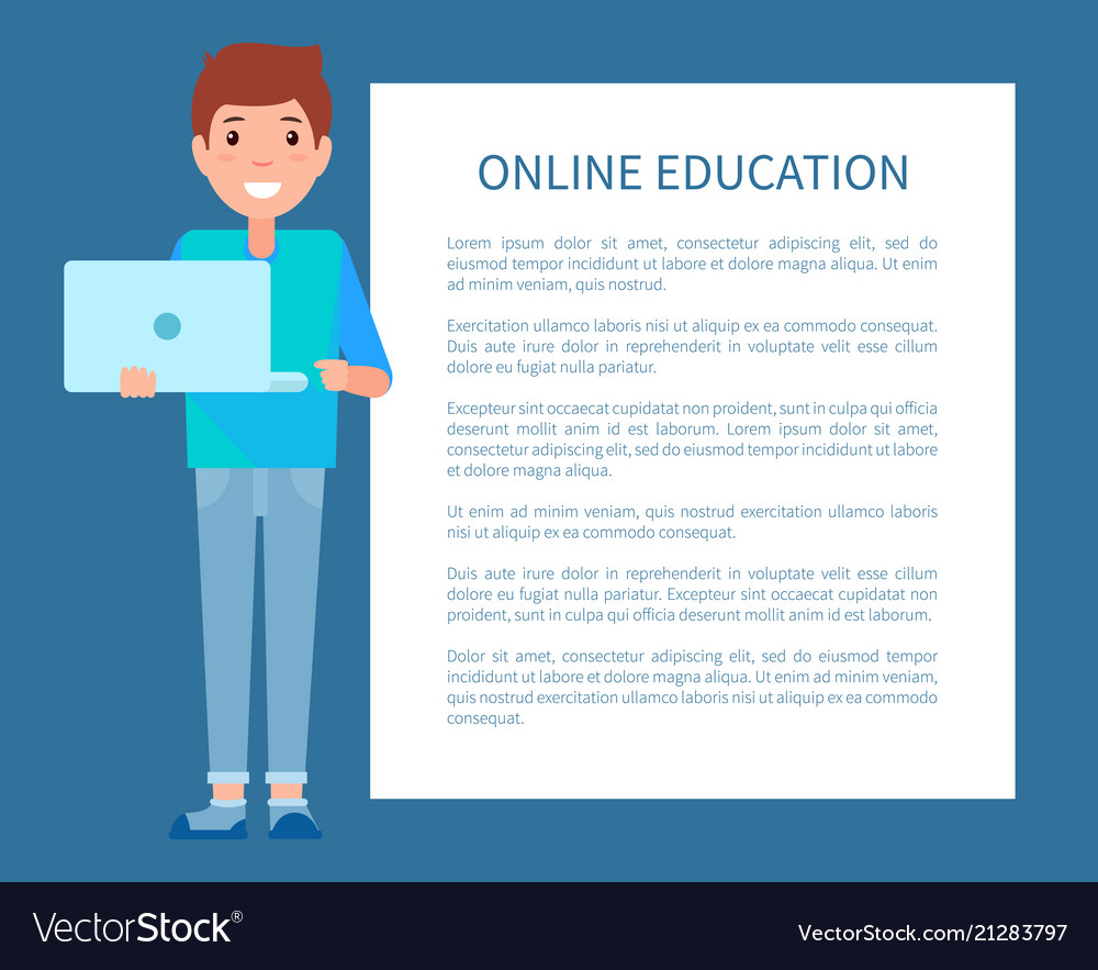 Online Ausbildung Poster Text Mann mit Notebook