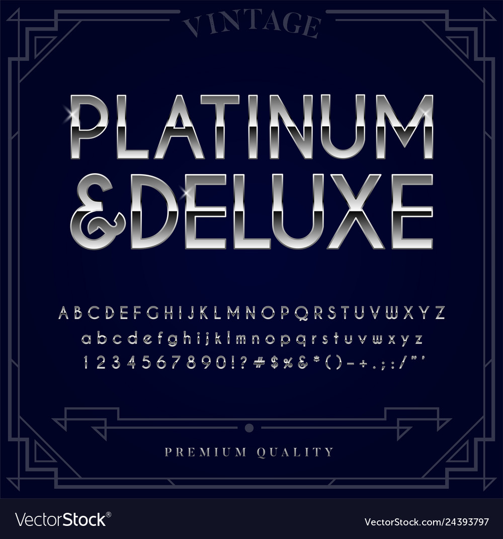 Platinum silver or chrome metallic font set Vector Image