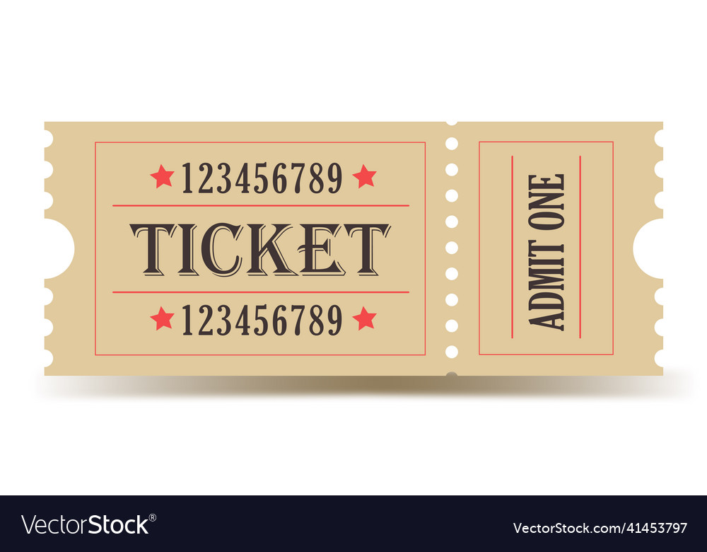 Vintage ticket cinema theater concert Royalty Free Vector