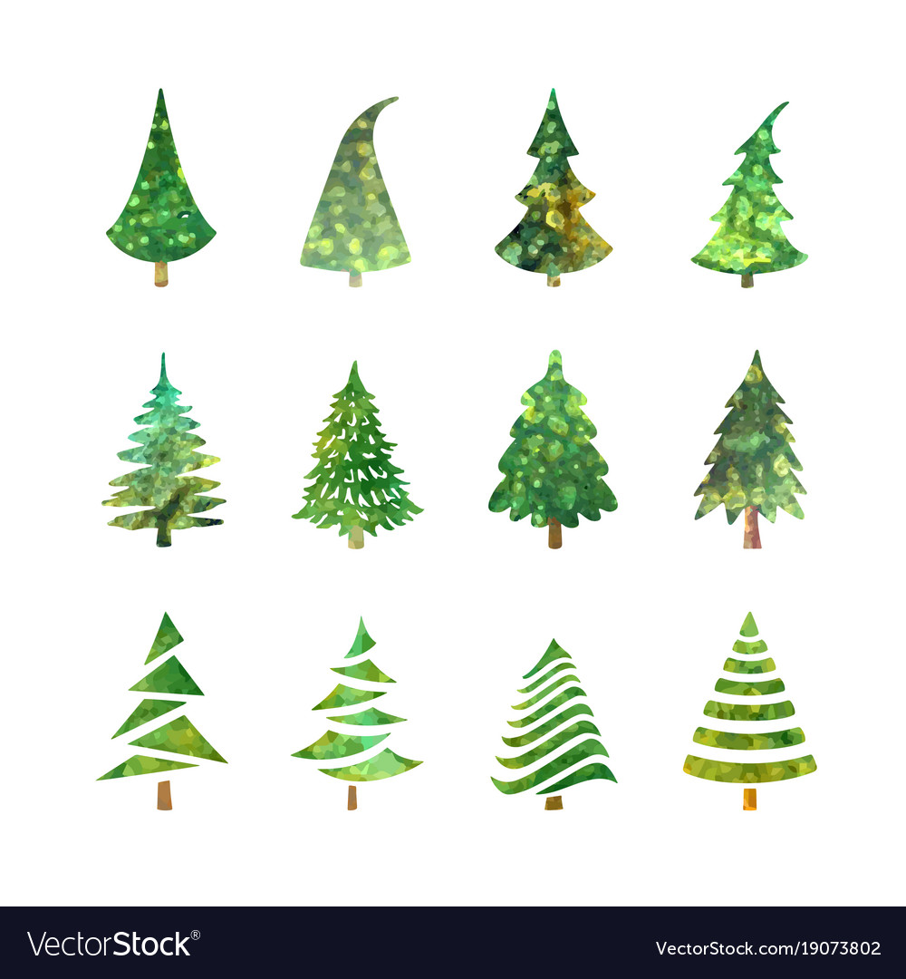 Christmas tree icons set Royalty Free Vector Image