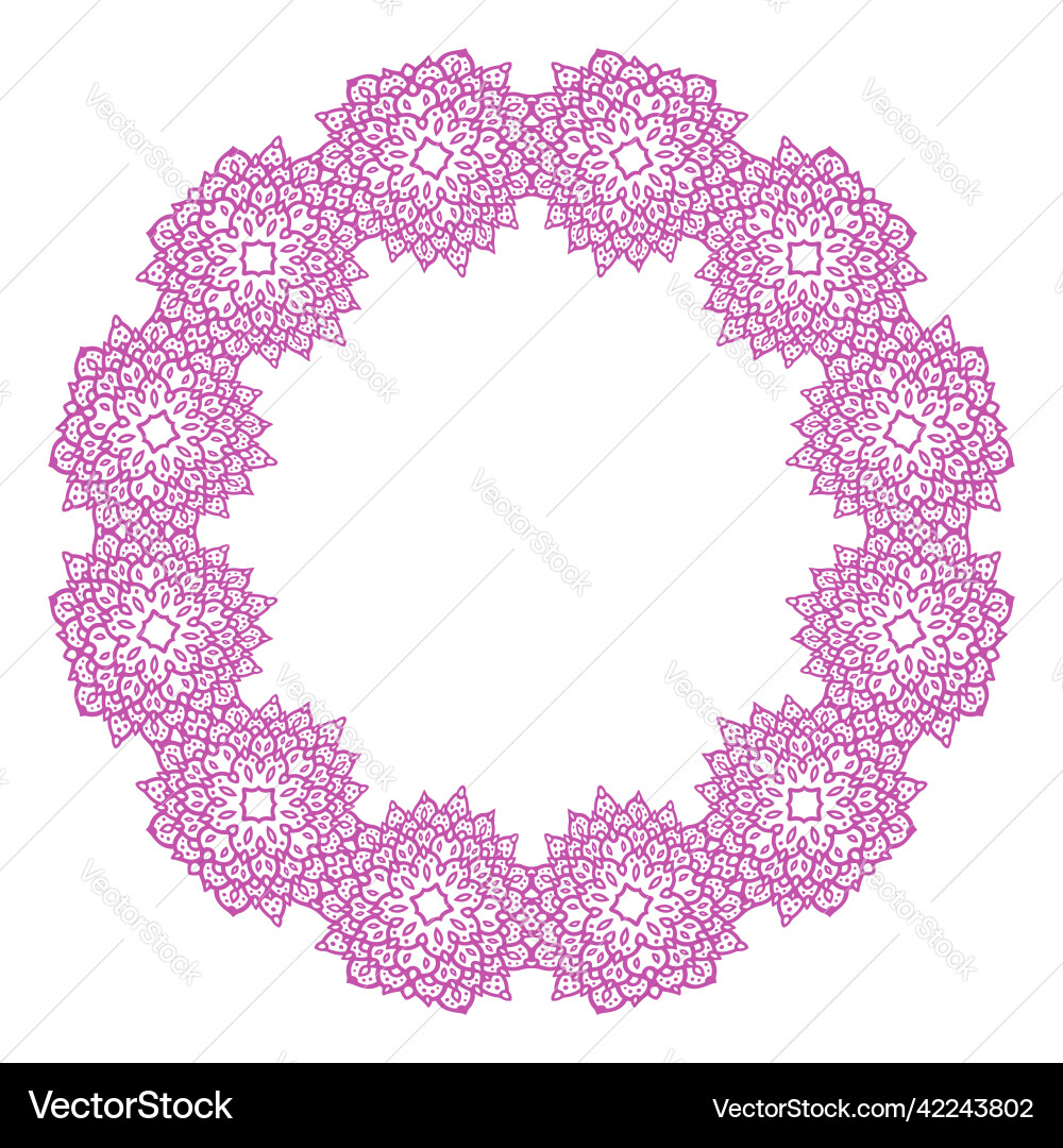 Clip art with pink round oriental frame Royalty Free Vector