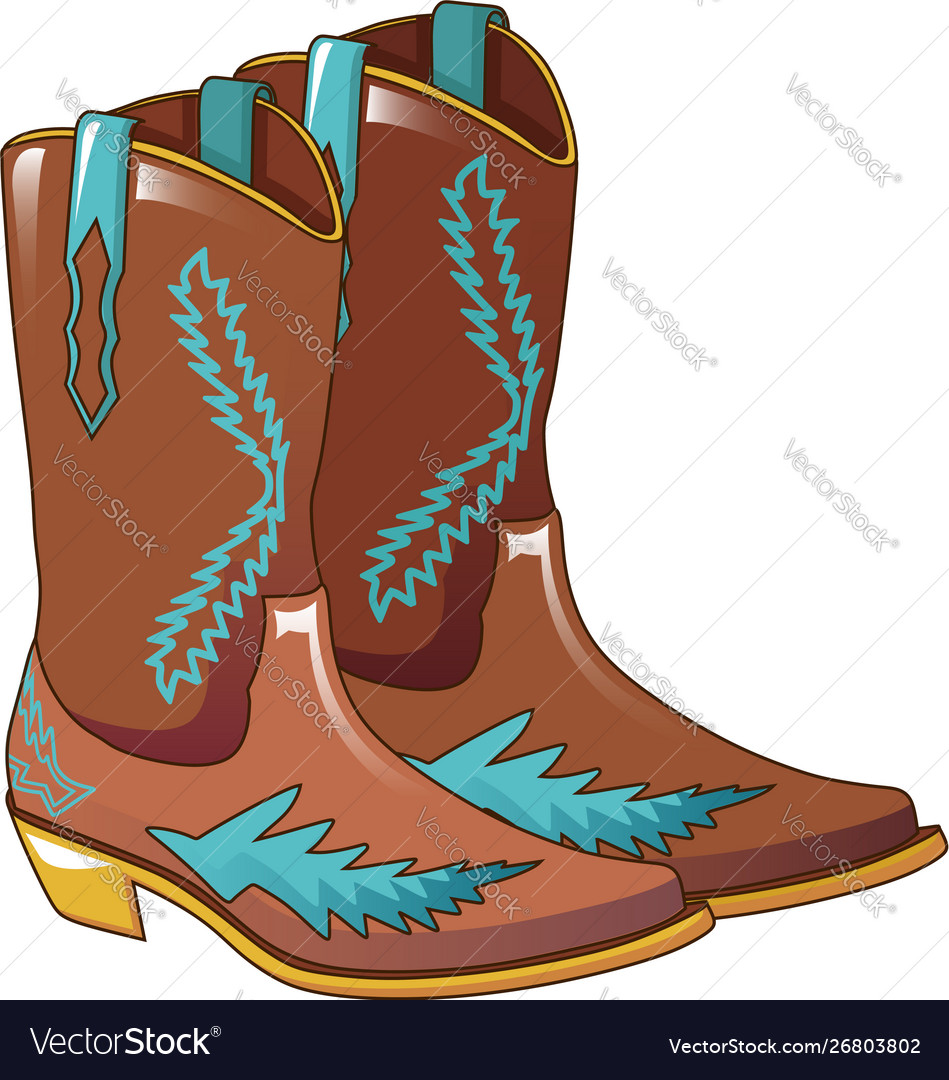 Cowboy Boots Icon Cartoon Style Royalty Free Vector Image