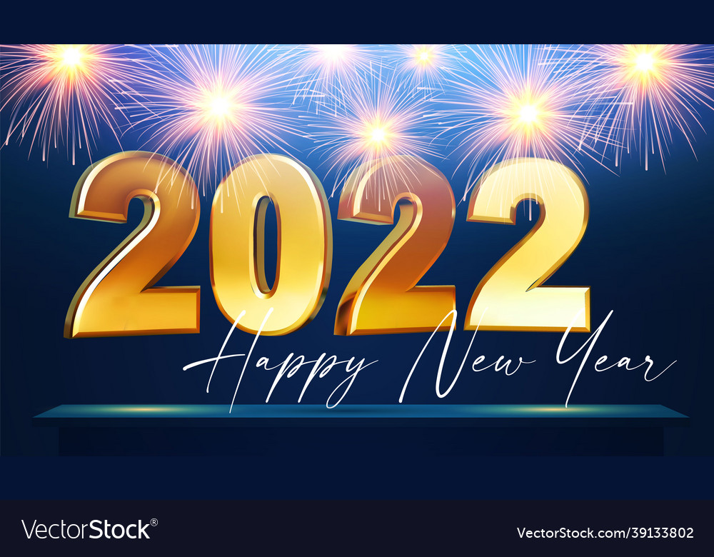 Happy new 2022 year elegant gold text Royalty Free Vector