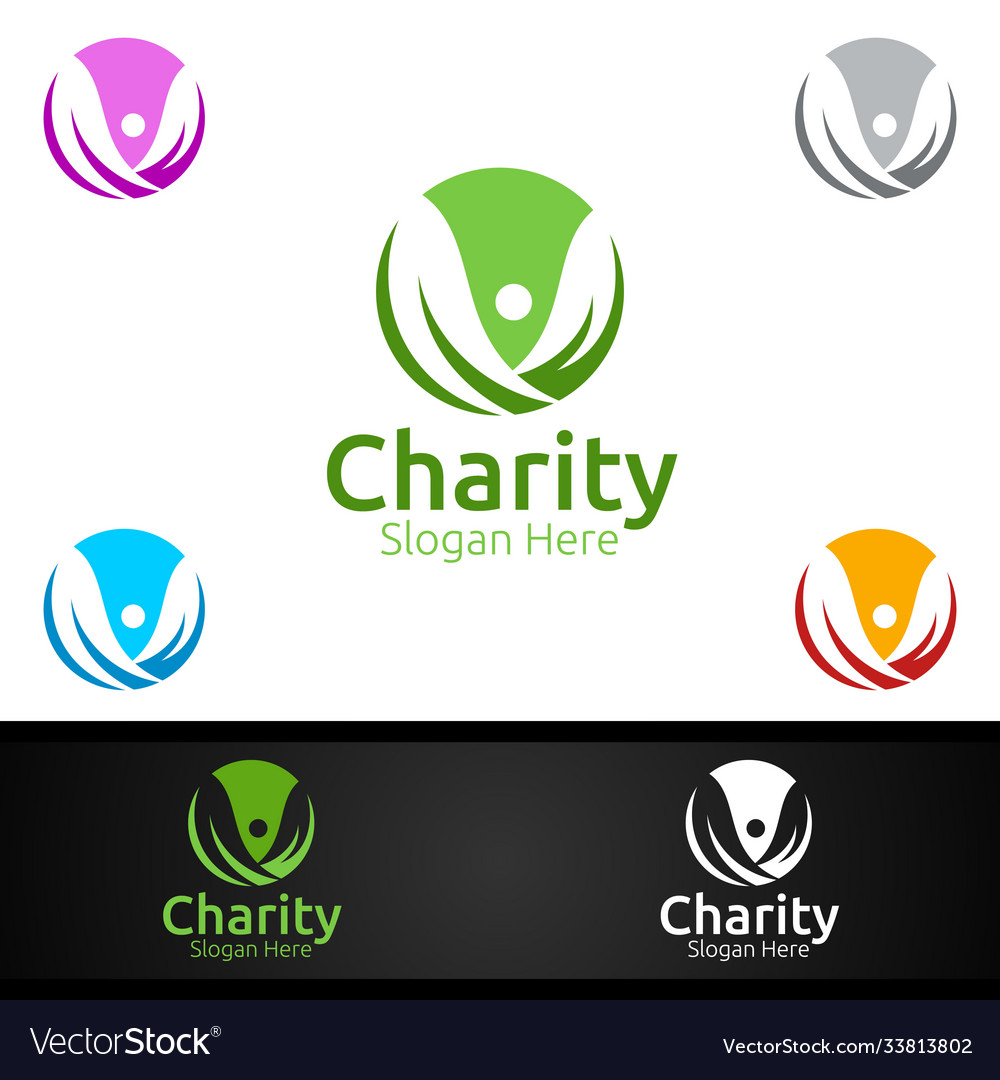 Helping hand charity foundation creative logo Vector Image