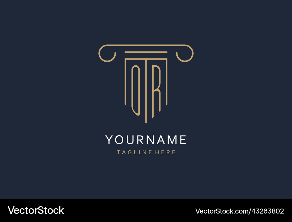 Initial with pillar shape logo design creative Vector Image