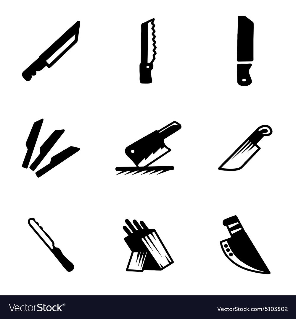 Kitchen knife icon set