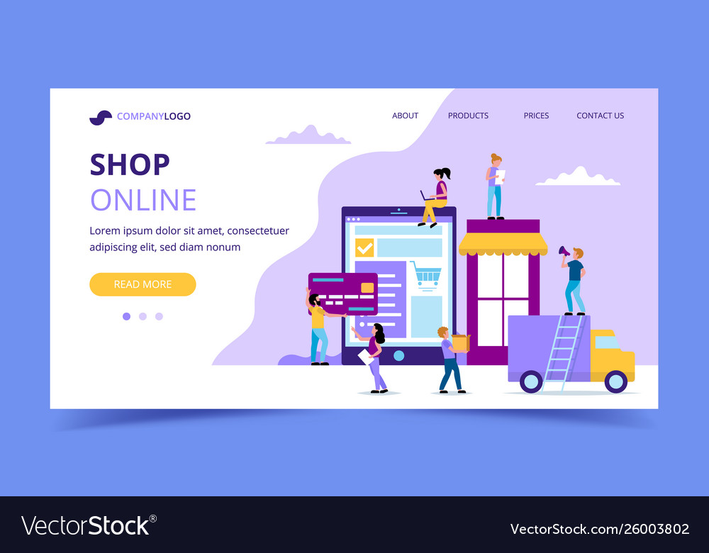 Shop online landing page - concept Royalty Free Vector Image