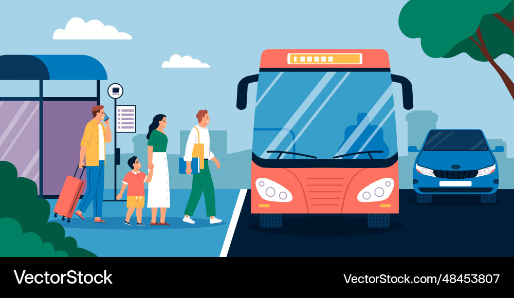 Bus stop flat Royalty Free Vector Image - VectorStock