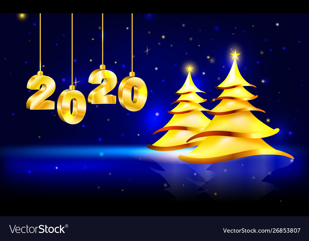 christmas cards 2020 Christmas Card With Golden Figures 2020 Royalty Free Vector christmas cards 2020