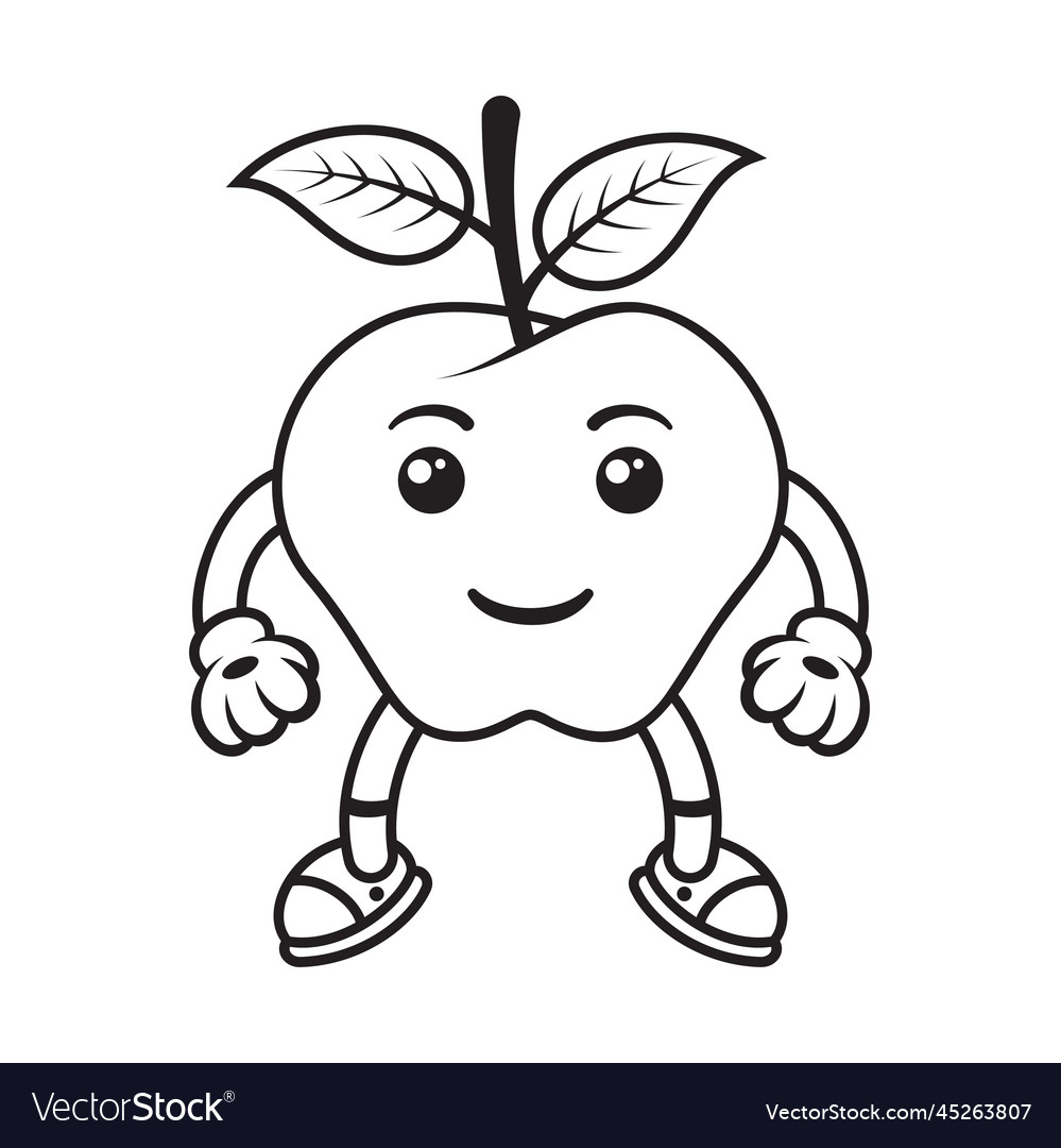 Cute apple mascot character Royalty Free Vector Image