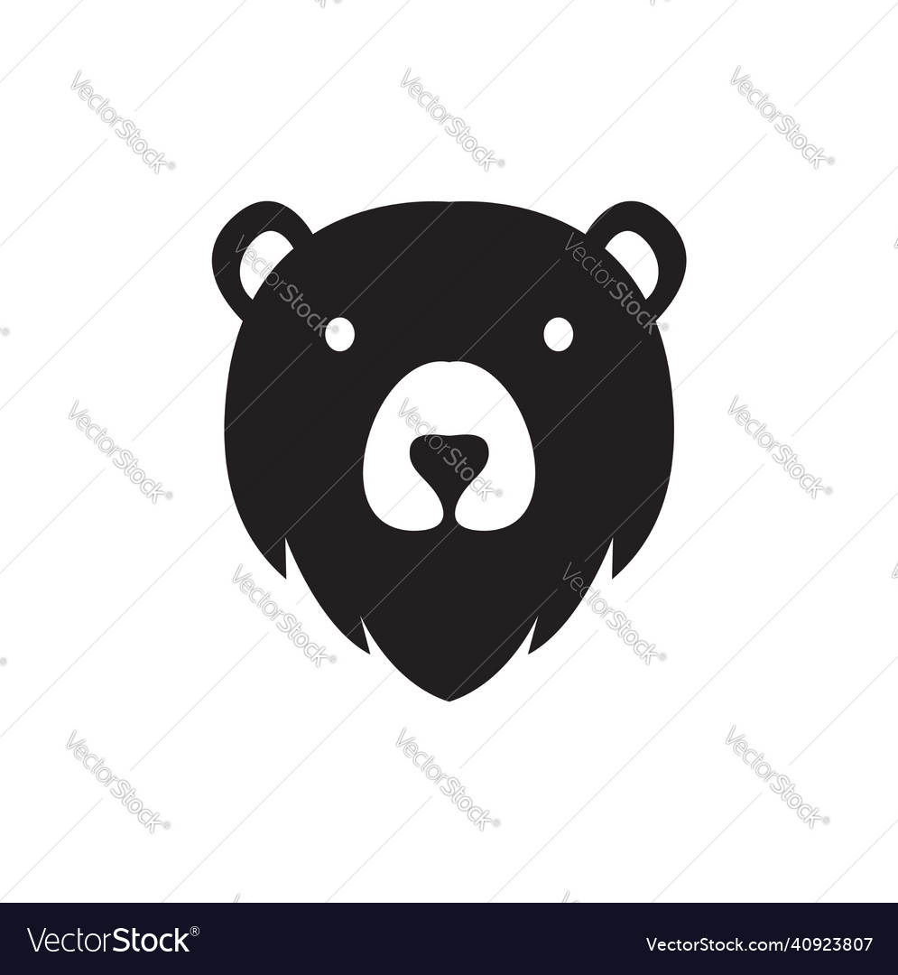 Flat face black honey bear logo design graphic