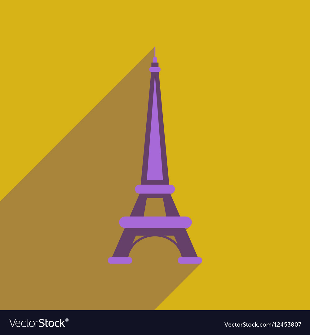 Flat web icon with long shadow eiffel tower