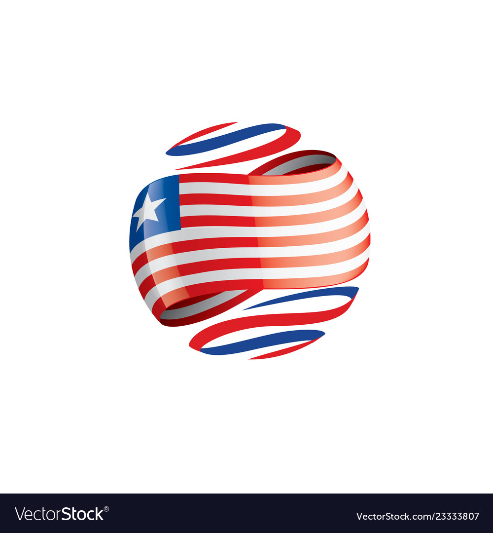 Liberia flag on a white