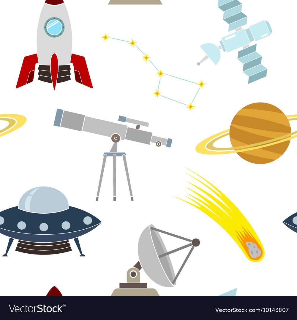 Seamless pattern with astronomy and space icons Vector Image