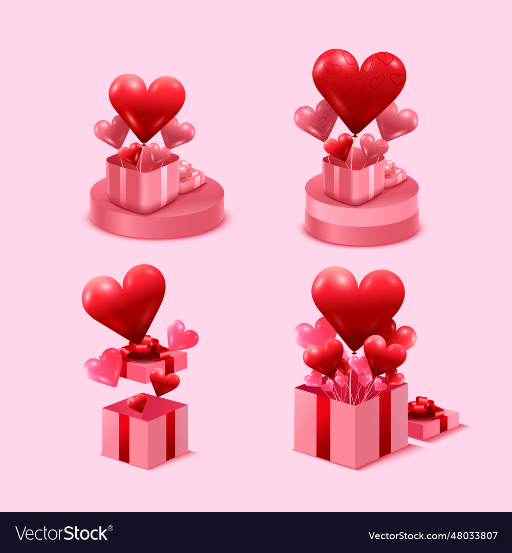 Valentines day concept pink gift box open