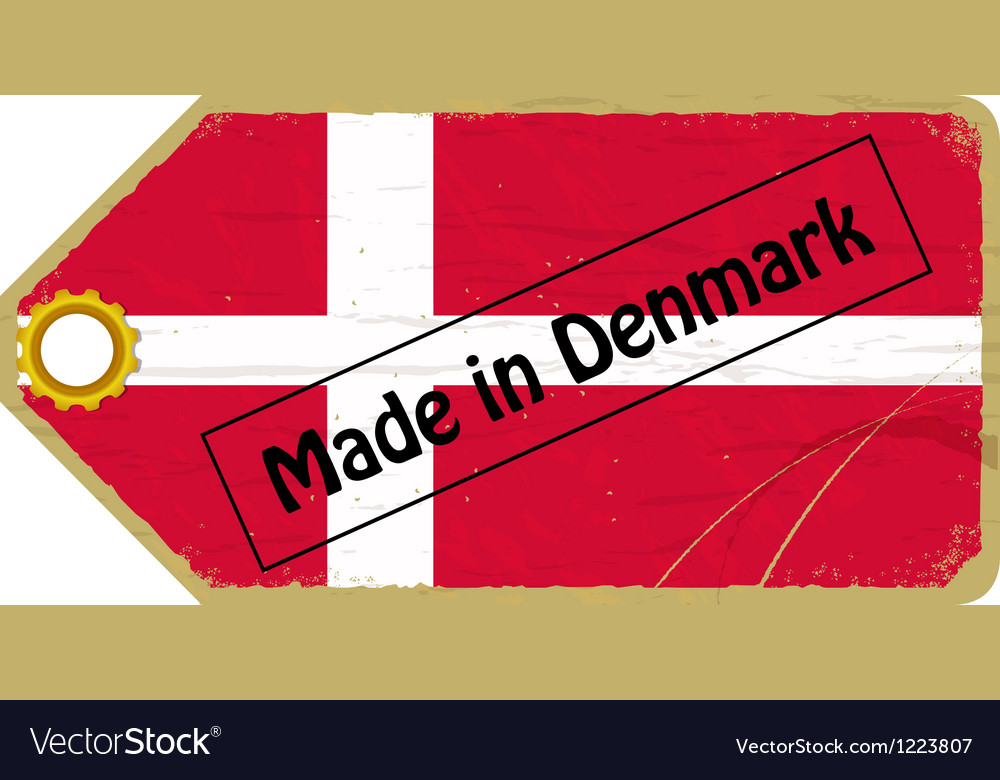 Vintage label with the flag of denmark