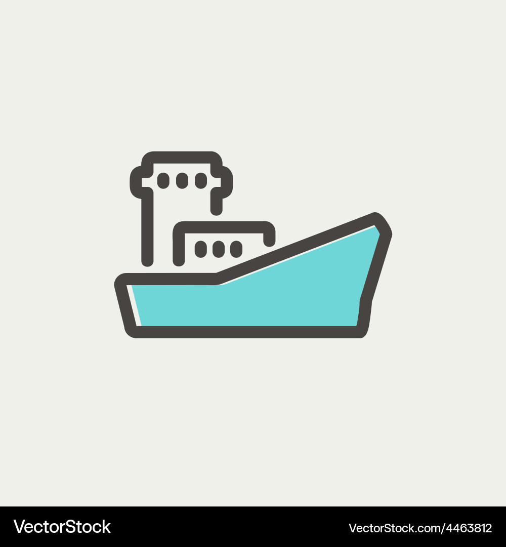 Cargo container ship thin line icon Royalty Free Vector