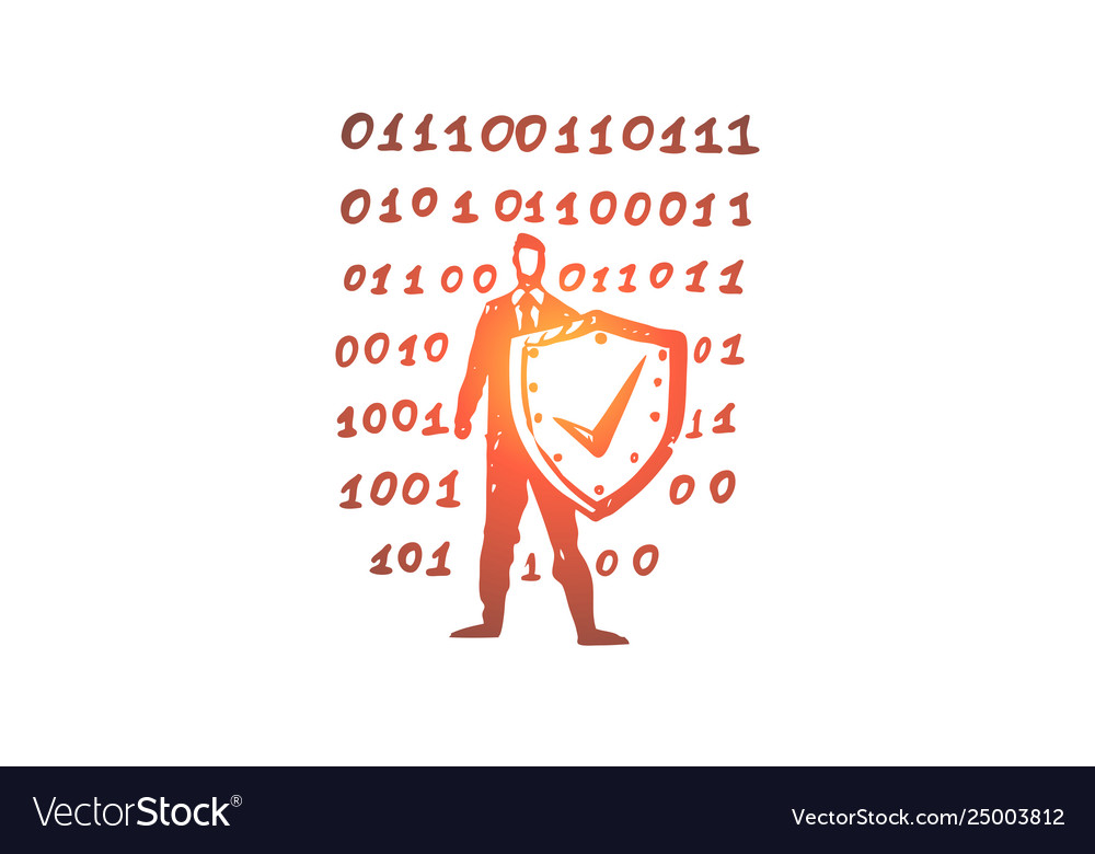 Computer protection security data shield Vector Image