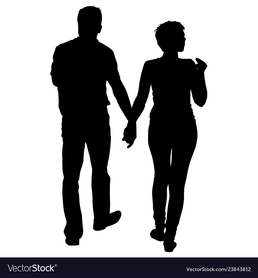 Couples man and woman silhouettes on a white Vector Image