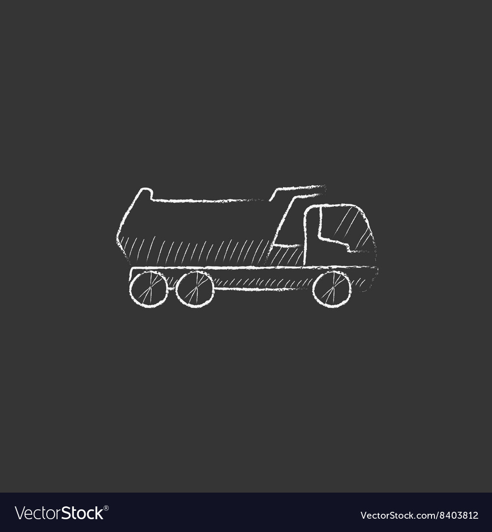 Dump truck drawn in chalk icon