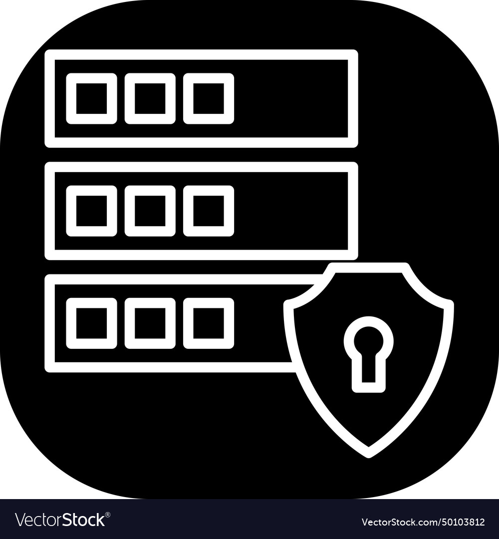 Encrypted database security icon with black Vector Image