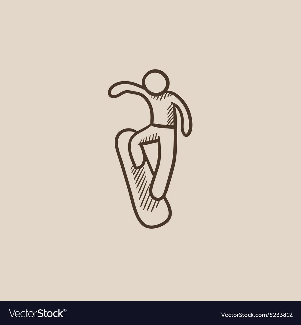 Man snowboarding sketch icon