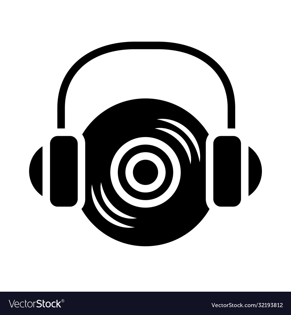 Music vynil with headphones icon silhouette style