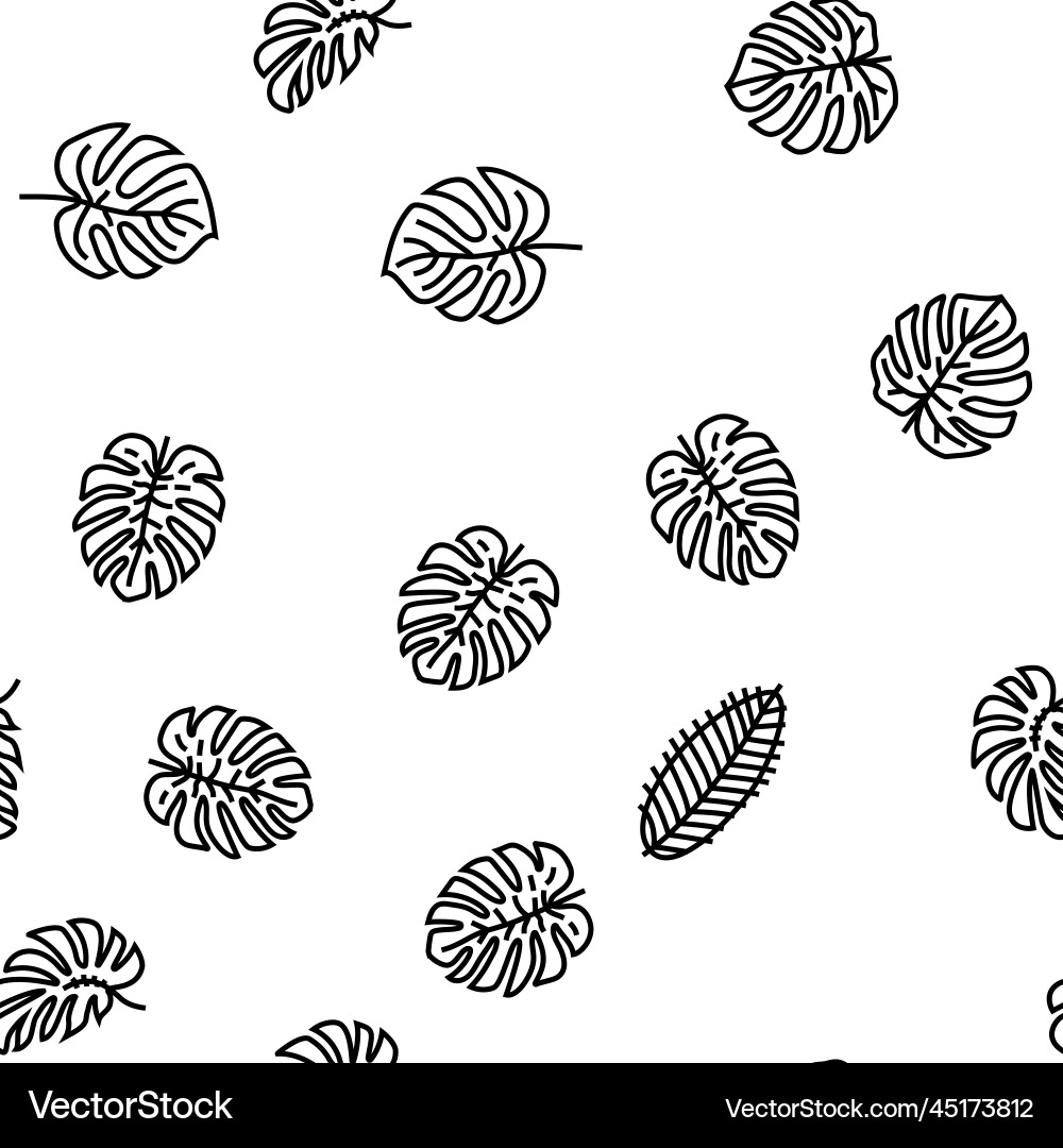 Palm leaf summer plant green seamless Royalty Free Vector