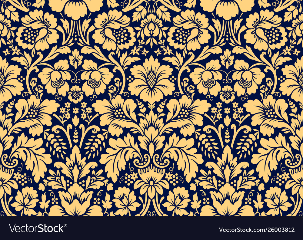 Seamless damask gold patterns Royalty Free Vector Image