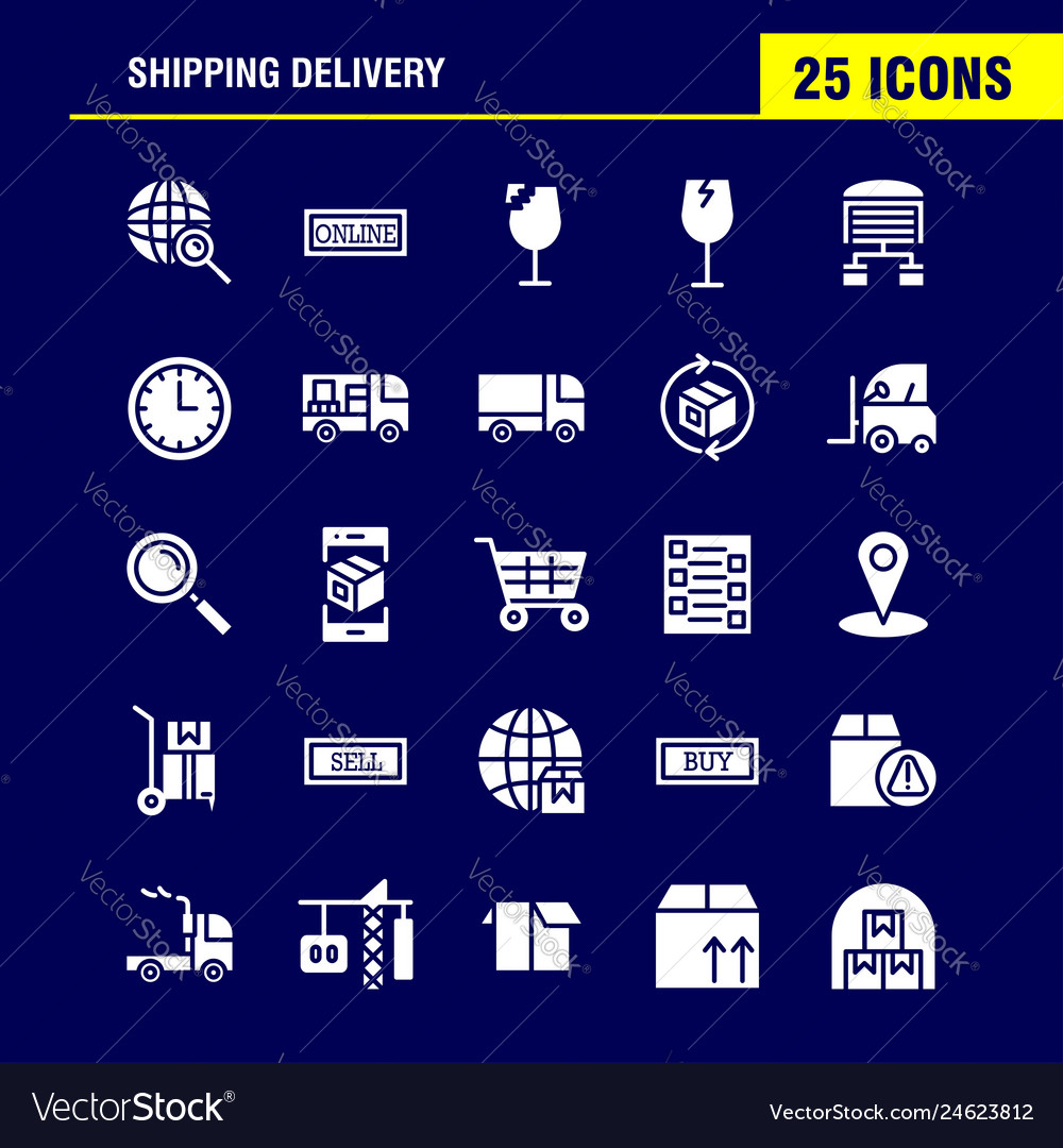 Shipping delivery solid glyph icon pack